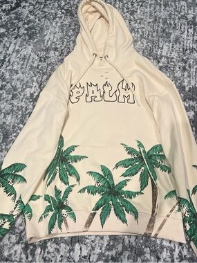 Palm Angels Beige Palm Tree Graphic Hoodie